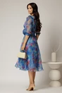 Rochie DY Fashion midi din organza cu imprimeuri albastre, 2, dyfashion.ro