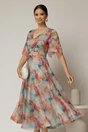 Rochie DY Fashion midi din organza cu imprimeuri verde mint, 1, dyfashion.ro