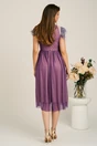 Rochie DY Fashion midi din tull mov in clos cu pene la umeri, 2, dyfashion.ro