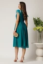 Rochie DY Fashion midi din tull turcoaz in clos cu pene la umeri, 2, dyfashion.ro