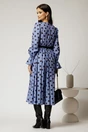 Rochie DY Fashion midi din voal bleu cu buline si curea in talie, 2, dyfashion.ro