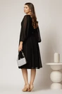 Rochie DY Fashion midi din voal negru in clos cu perle si tull la decolteu, 2, dyfashion.ro