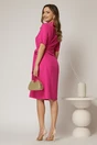 Rochie DY Fashion midi fucsia cu nod in talie si adaos de viscoza, 2, dyfashion.ro