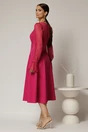 Rochie DY Fashion midi fucsia de ocazie cu voal la bust, 2, dyfashion.ro