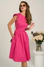 Rochie DY Fashion midi fucsia din poplin in clos cu volane la umeri, 1, dyfashion.ro