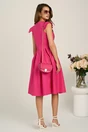 Rochie DY Fashion midi fucsia din poplin in clos cu volane la umeri, 2, dyfashion.ro