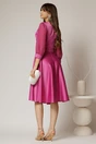 Rochie DY Fashion midi fucsia din tafta cu maneci din voal cu lurex, 2, dyfashion.ro