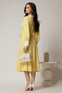 Rochie DY Fashion midi galbena cu guler si mansete in contrast, 2, dyfashion.ro