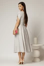 Rochie DY Fashion midi gri cu guler ascutit si maneci scurte cu nasturi, 2, dyfashion.ro