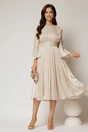 Rochie DY Fashion midi ivoar din voal peliculizat cu maneci ample, 3, dyfashion.ro