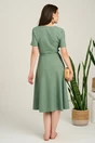 Rochie DY Fashion midi kaki din material fluid in clos cu nasturi si cordon in talie, 2, dyfashion.ro