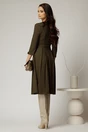 Rochie DY Fashion midi kaki din tricot cu nasturi decorativi pe talie, 2, dyfashion.ro