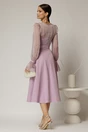 Rochie DY Fashion midi lila de ocazie cu voal la bust, 2, dyfashion.ro