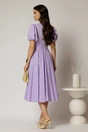Rochie DY Fashion midi lila din poplin cu guler ascutit si maneci scurte bufante, 2, dyfashion.ro