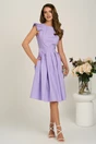 Rochie DY Fashion midi lila din poplin in clos cu volane la umeri, 4, dyfashion.ro