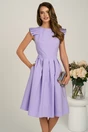 Rochie DY Fashion midi lila din poplin in clos cu volane la umeri, 1, dyfashion.ro