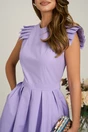 Rochie DY Fashion midi lila din poplin in clos cu volane la umeri, 3, dyfashion.ro