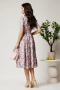 Rochie DY Fashion midi lila in clos din triplu voal cu imprimeu floral si curea in talie, 2, dyfashion.ro