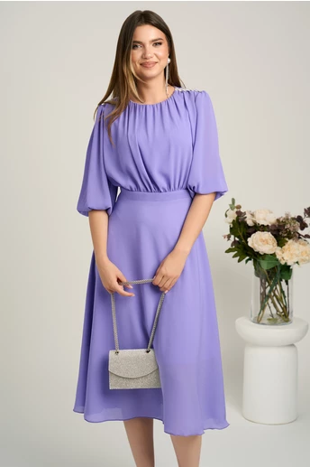 Rochie DY Fashion midi lila in clos din voal cu accesorii pe umeri