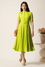 Rochie DY Fashion midi lime in clos din triplu voal cu nasturi la bust si curea in talie, 3, dyfashion.ro
