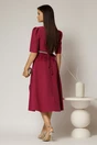 Rochie DY Fashion midi magenta cu cordon cu pene si perle in talie, 2, dyfashion.ro