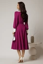 Rochie DY Fashion midi magenta cu guler si mansete in contrast, 2, dyfashion.ro