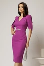 Rochie DY Fashion midi magenta cu maneci lalea si accesoriu talie, 1, dyfashion.ro