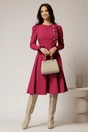 Rochie DY Fashion midi magenta cu nasturi si volanase la bust, 3, dyfashion.ro