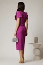Rochie DY Fashion midi magenta de ocazie cu umeri bufanti si cordon detasabil, 2, dyfashion.ro