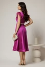 Rochie DY Fashion midi magenta din tafta cu pene la umeri, 2, dyfashion.ro
