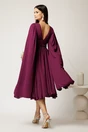 Rochie DY Fashion midi magenta din voal in clos cu nasturi si maneci ample, 2, dyfashion.ro