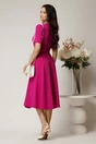 Rochie DY Fashion midi magenta in clos din triplu voal cu nasturi la bust si curea in talie, 2, dyfashion.ro