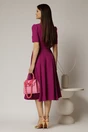 Rochie DY Fashion midi magenta in clos din triplu voal cu nasturi la bust si curea in talie, 2, dyfashion.ro