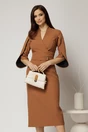 Rochie DY Fashion midi maro conica cu decolteu petrecut si maneci lalea, 1, dyfashion.ro