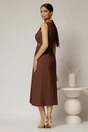 Rochie DY Fashion midi maro din bumbac cu nasturi si cusaturi pe talie, 2, dyfashion.ro