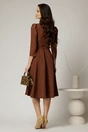 Rochie DY Fashion midi maro din stofa clos cu nasturi si curea, 2, dyfashion.ro