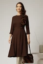 Rochie DY Fashion midi maro din tricot cu nasturi decorativi pe talie, 1, dyfashion.ro