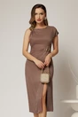 Rochie DY Fashion midi maro din viscoza conica cu aspect sidefat si accesoriu in talie, 1, dyfashion.ro