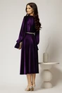 Rochie DY Fashion midi mov din catifea cu perle pe talie, 2, dyfashion.ro