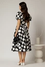 Rochie DY Fashion midi neagra cu buline din poplin cu guer ascutit si maneci scurte bufante, 2, dyfashion.ro