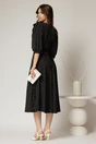 Rochie DY Fashion midi neagra cu buline si funda ampla pe umar, 2, dyfashion.ro