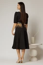 Rochie DY Fashion midi neagra cu cordon cu pene si perle in talie, 2, dyfashion.ro