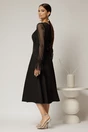 Rochie DY Fashion midi neagra de ocazie cu voal la bust, 2, dyfashion.ro