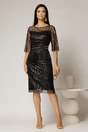 Rochie DY Fashion midi neagra din paiete si margele elegante, 3, dyfashion.ro