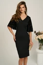 Rochie DY Fashion midi neagra din stofa conica cu maneci din dantela, 1, dyfashion.ro
