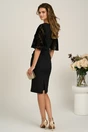 Rochie DY Fashion midi neagra din stofa conica cu maneci din dantela, 2, dyfashion.ro