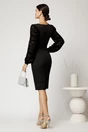 Rochie DY Fashion midi neagra din stofa conica cu maneci din dantela, 2, dyfashion.ro