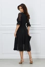 Rochie DY Fashion midi neagra din voal in clos cu pene la maneci si accesoriu in talie, 5, dyfashion.ro