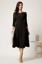 Rochie DY Fashion midi neagra in clos cu perle la decolteu, 2, dyfashion.ro