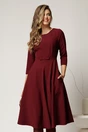 Rochie DY Fashion midi office bordo din stofa, 1, dyfashion.ro
